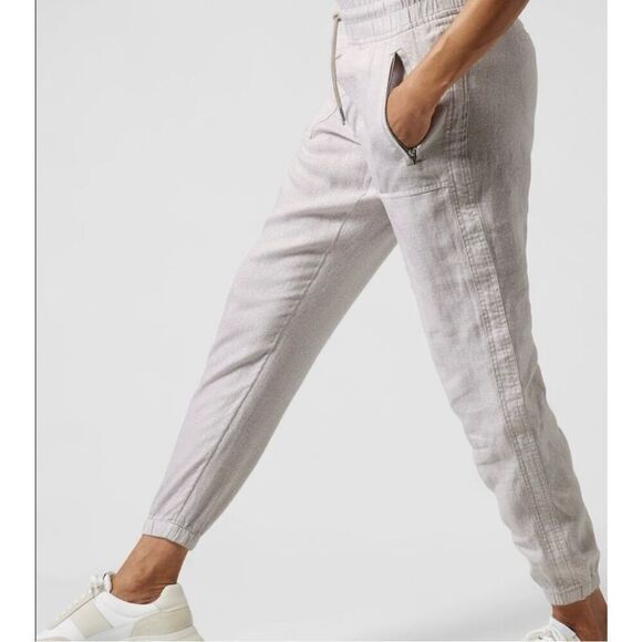 Athleta Cabo Tide Linen size 14 Cream Pull On Drawstring - Picture 2 of 12